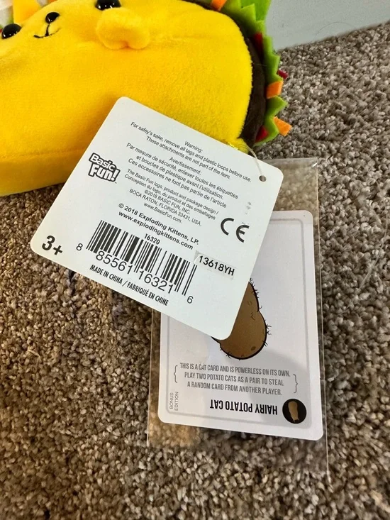 Exploding Kittens Taco Cat 7" Plush Stuffed Animal Yellow Anthropomorphic - Picture 4 of 8